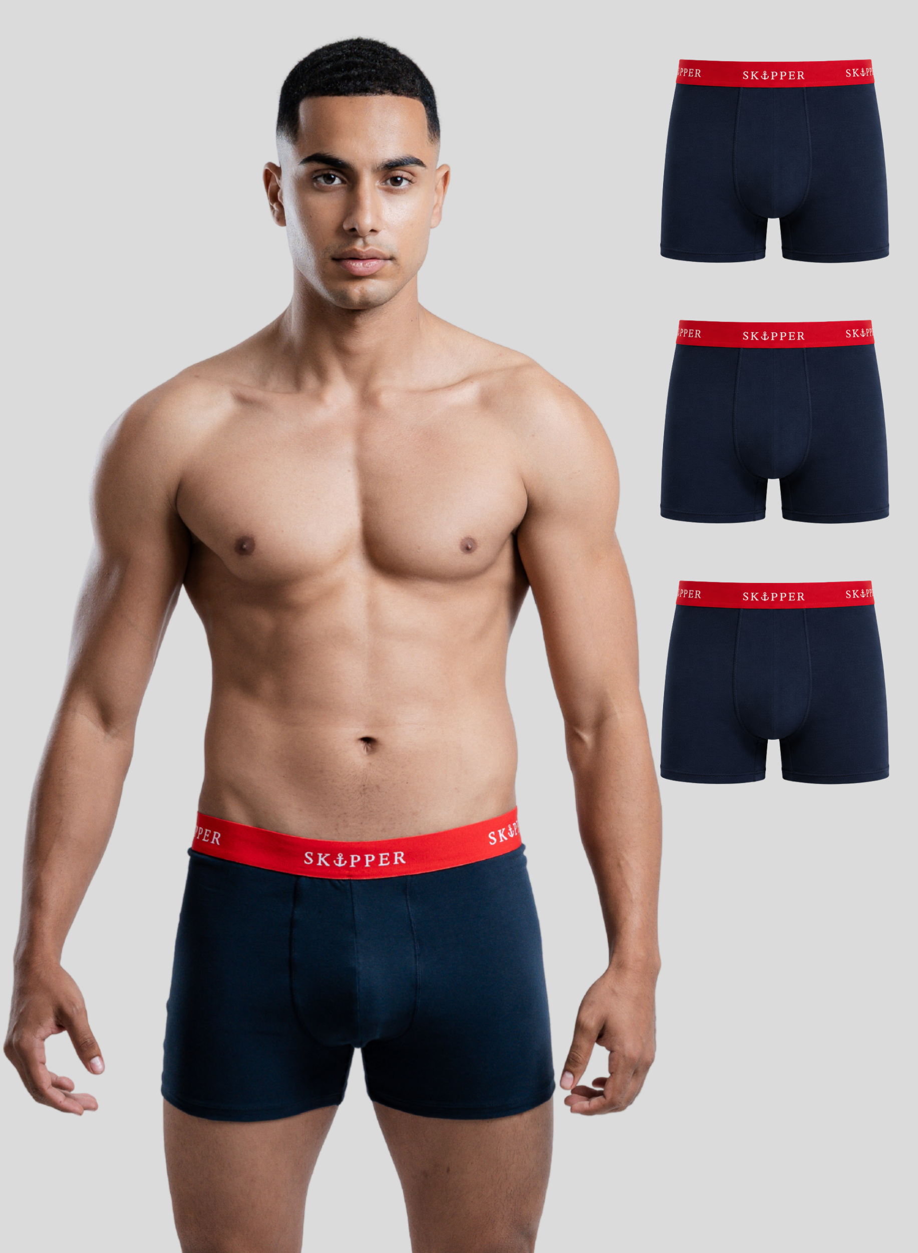 3er Pack Boxershorts Herren aus Baumwolle (Navy/Red)