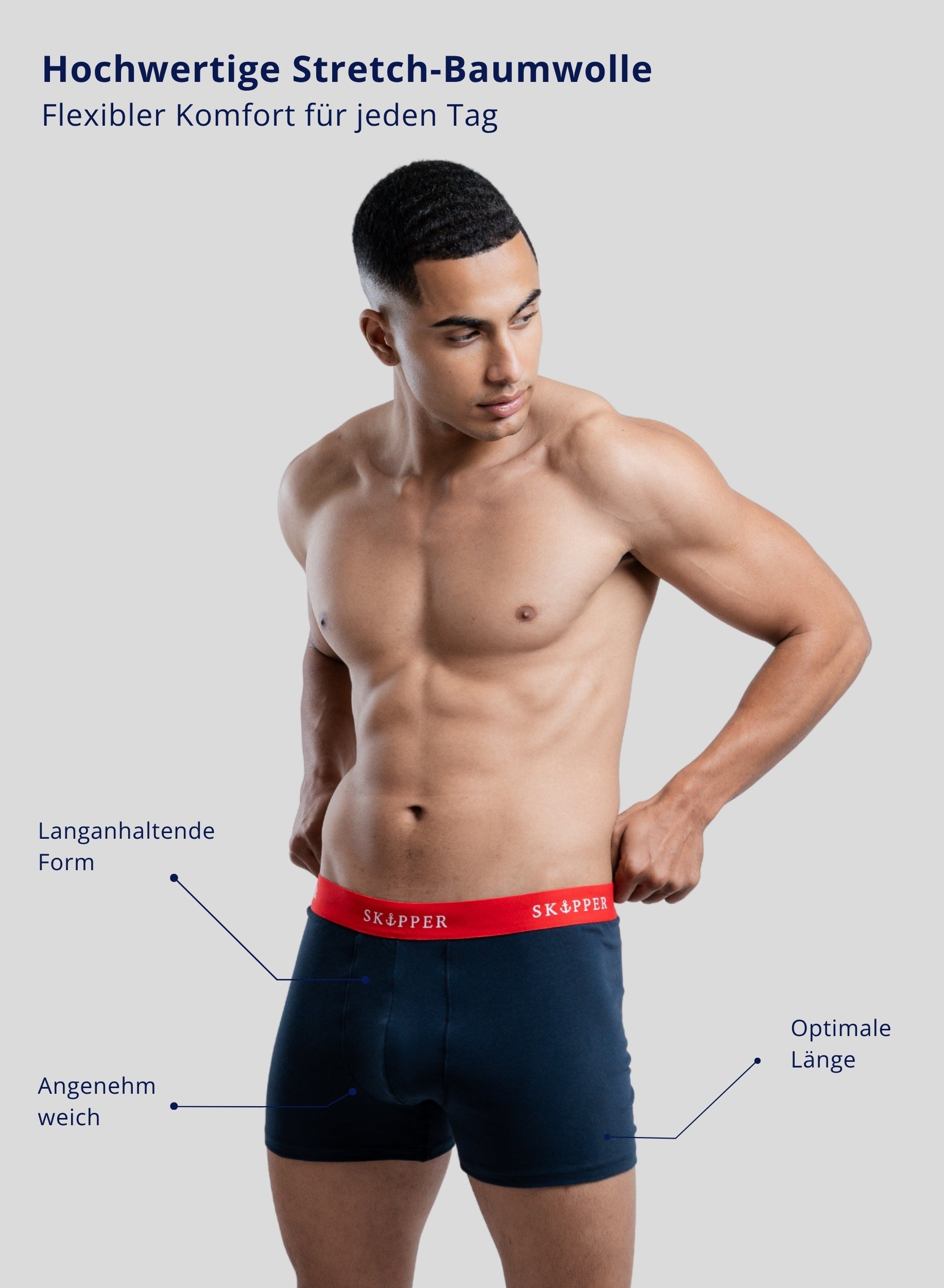 3er Pack Boxershorts Herren aus Baumwolle (Navy/Mix-Navy,White,Red)