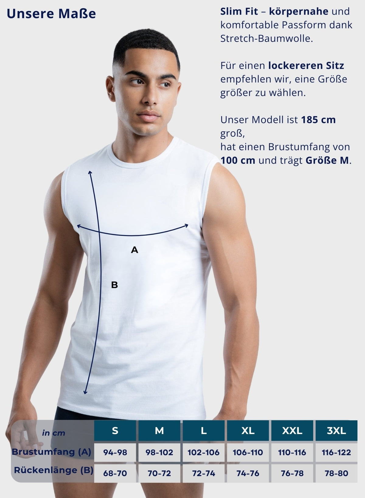 3 Pack Stretch Cotton Sleeveless Tank Top (White)