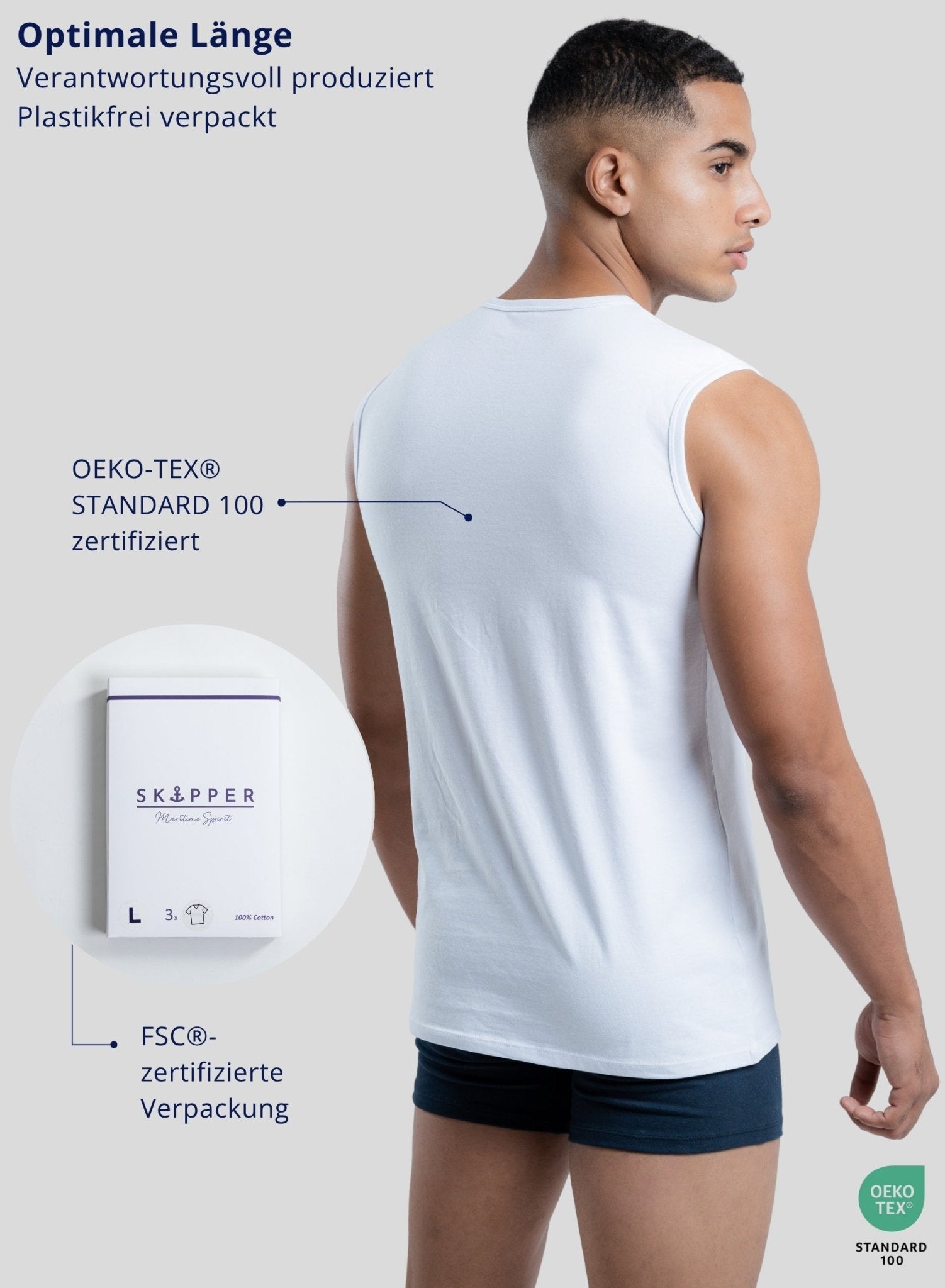 3 Pack Stretch Cotton Sleeveless Tank Top (White)