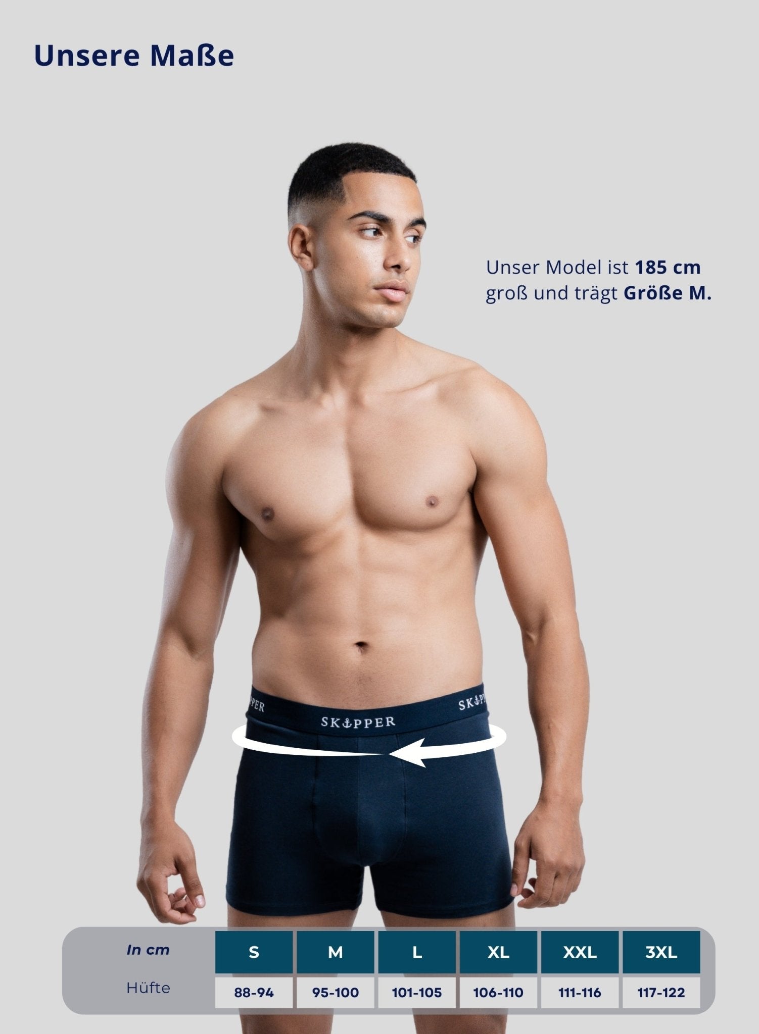 SKIPPER Boxershorts Navy – Maße
