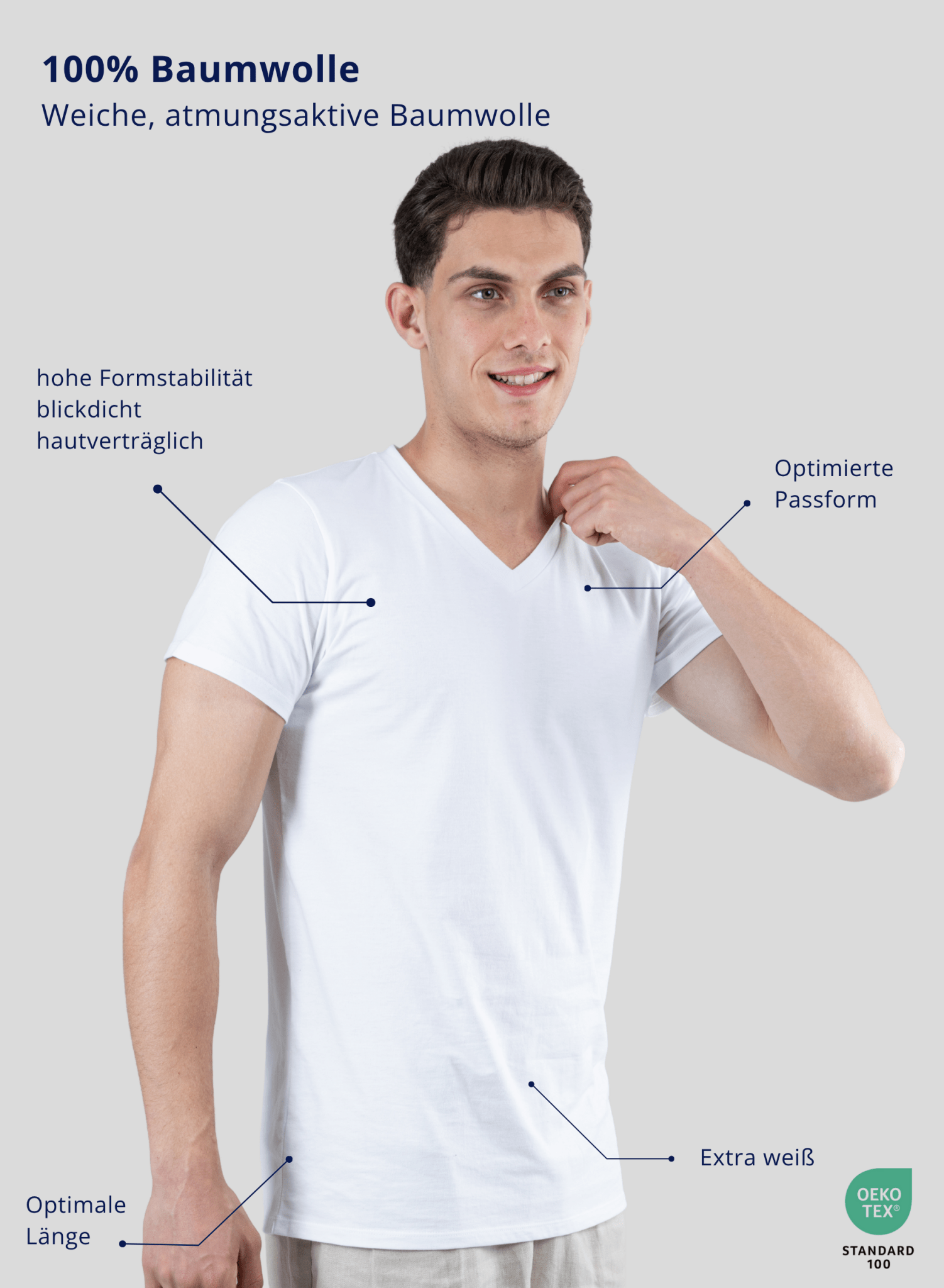 3-Pack Classic V-Neck 100% Cotton (White)