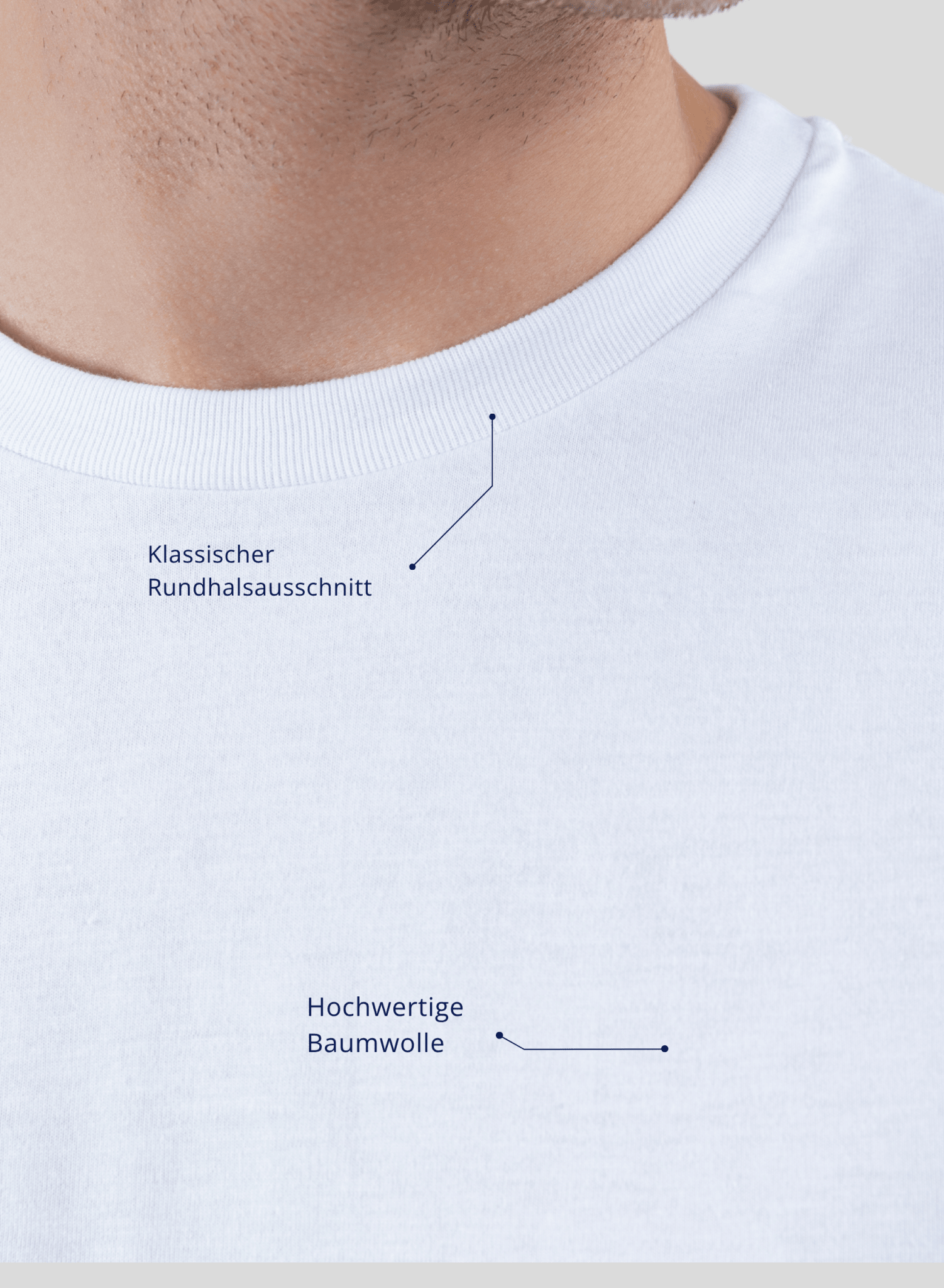 SKIPPER Unterhemd Rundhals Weiß – Nahaufnahme Rundhals
