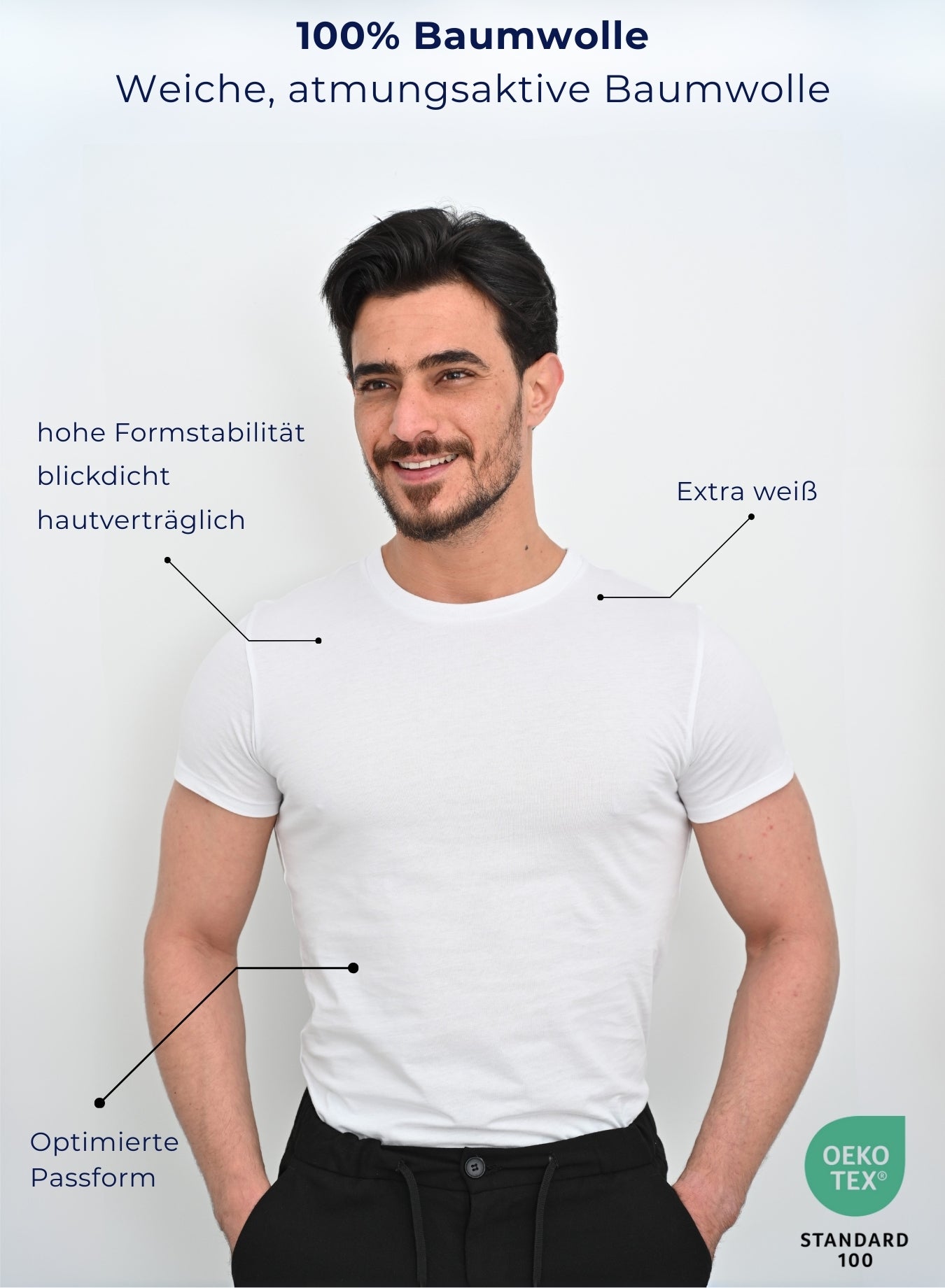 T-shirt sous-vêtement 100% coton col rond - lot de 3