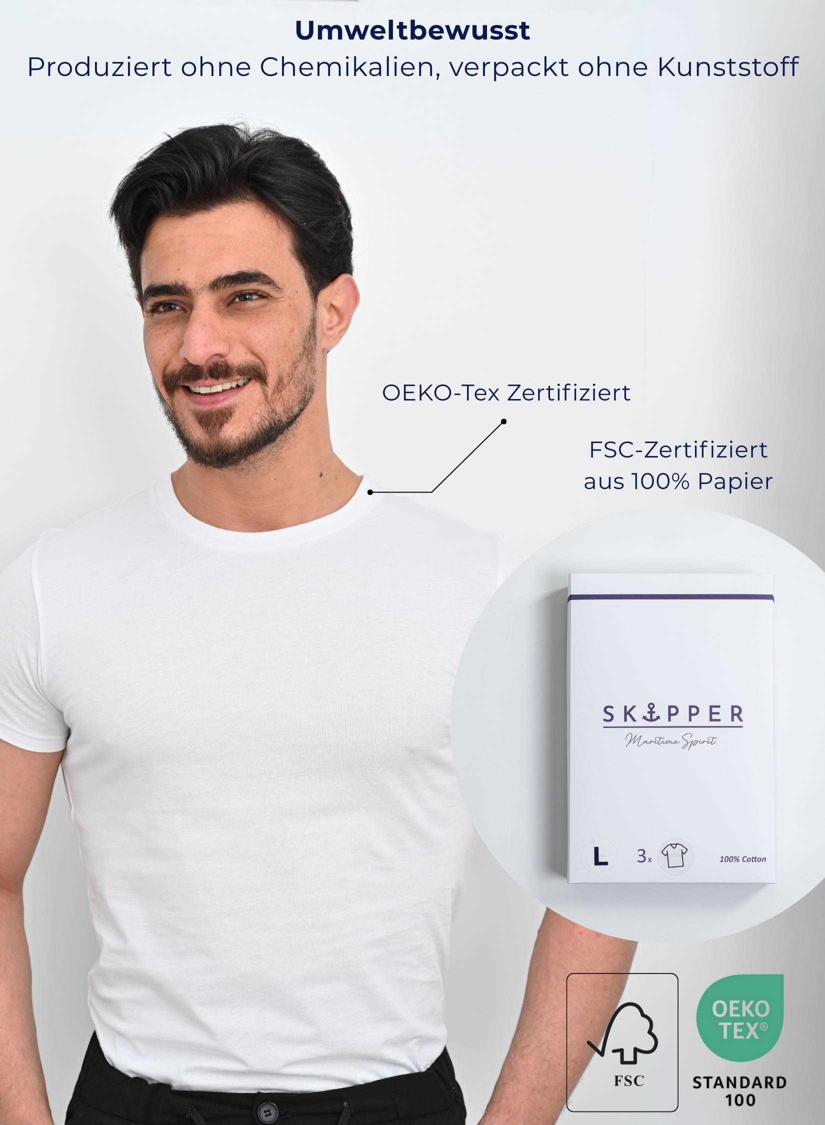 Umweltbewusst
Produziert ohne Chemikalien, Verpackt ohne Kunststoff
OEKO Tex Zertifiziert
Verpackung FSC-Zertifiziert aus 100% Papier