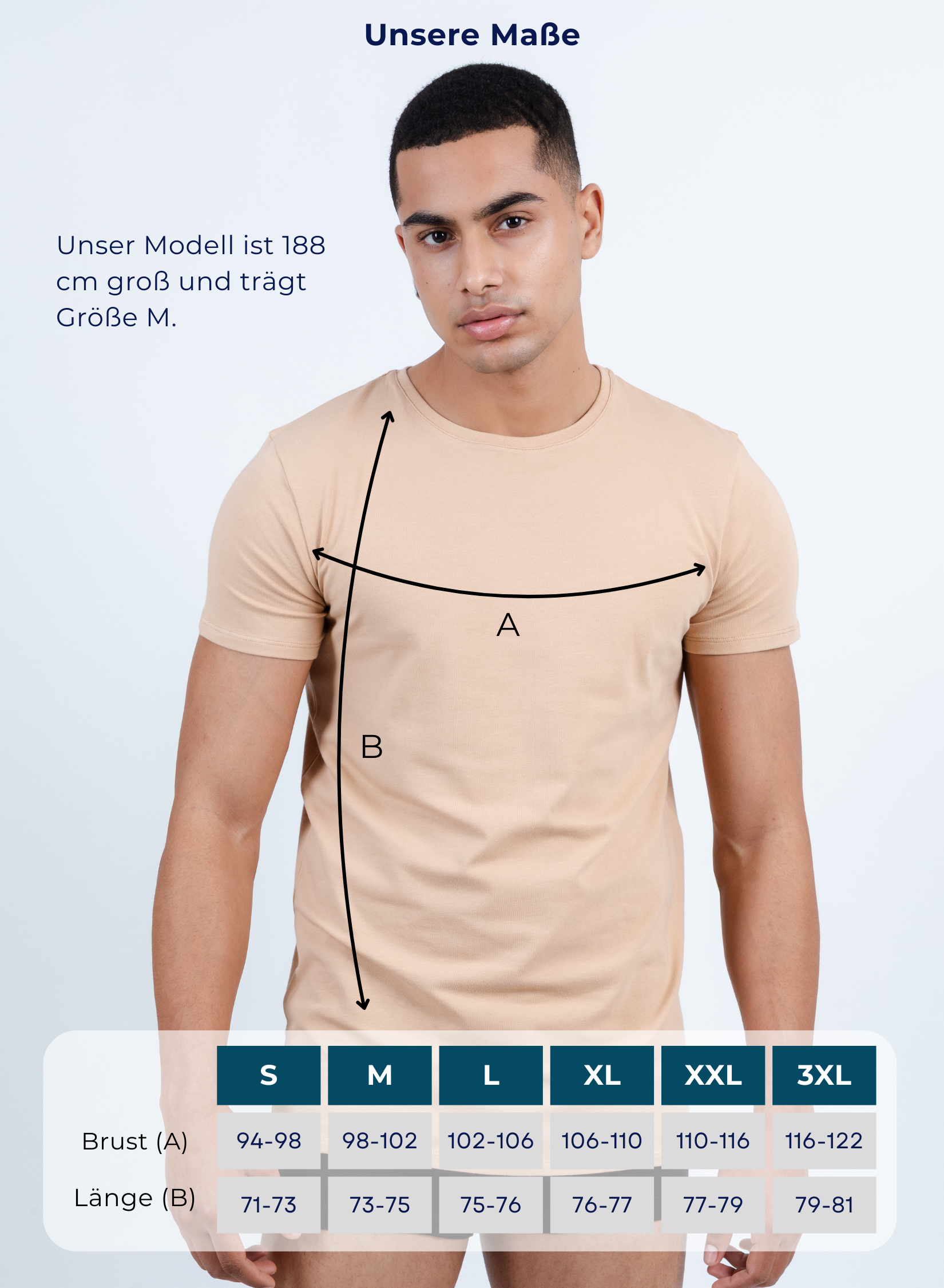 Unterhemd Rundhals beige Stretch-Maße S bis XXL