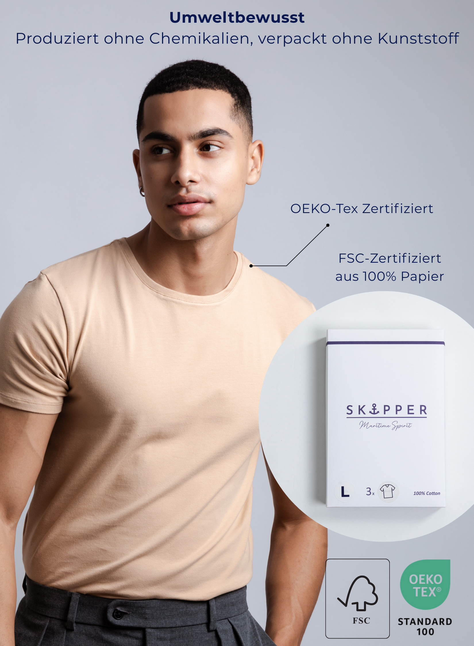 Umweltbewusst
Produziert ohne Chemikalien, Verpackt ohne Kunststoff
OEKO Tex Zertifiziert
Verpackung FSC-Zertifiziert aus 100% Papier