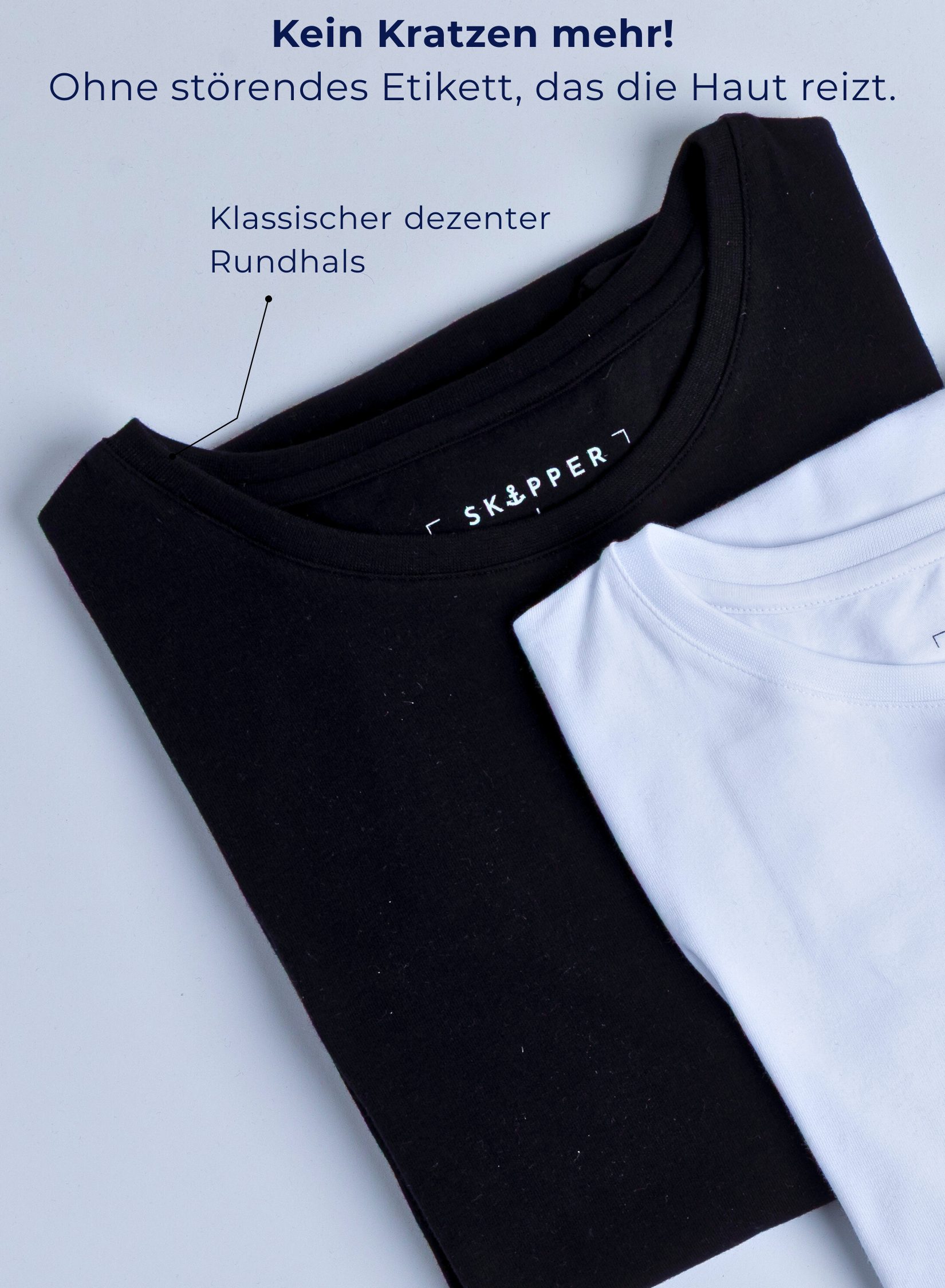 Unterhemd Herren Rundhals Schwarz Stretch - Kein Etikett
Kein Kratzen mehr!
Ohne störendes Etikett, das die Haut reizt.
Klassischer Dezenter Rundhals