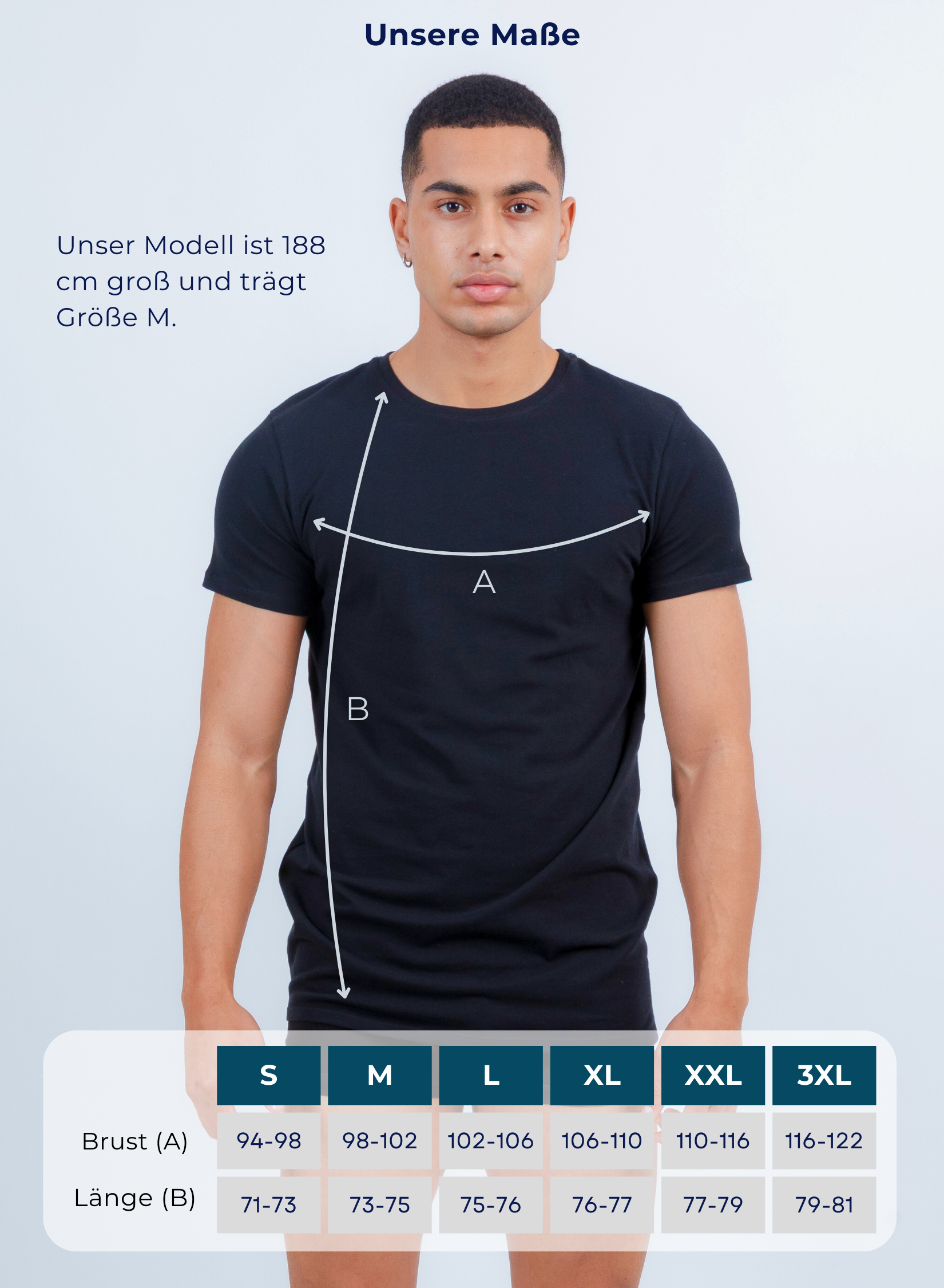 Unterhemd Rundhals schwarz Stretch-Maße S bis XXL