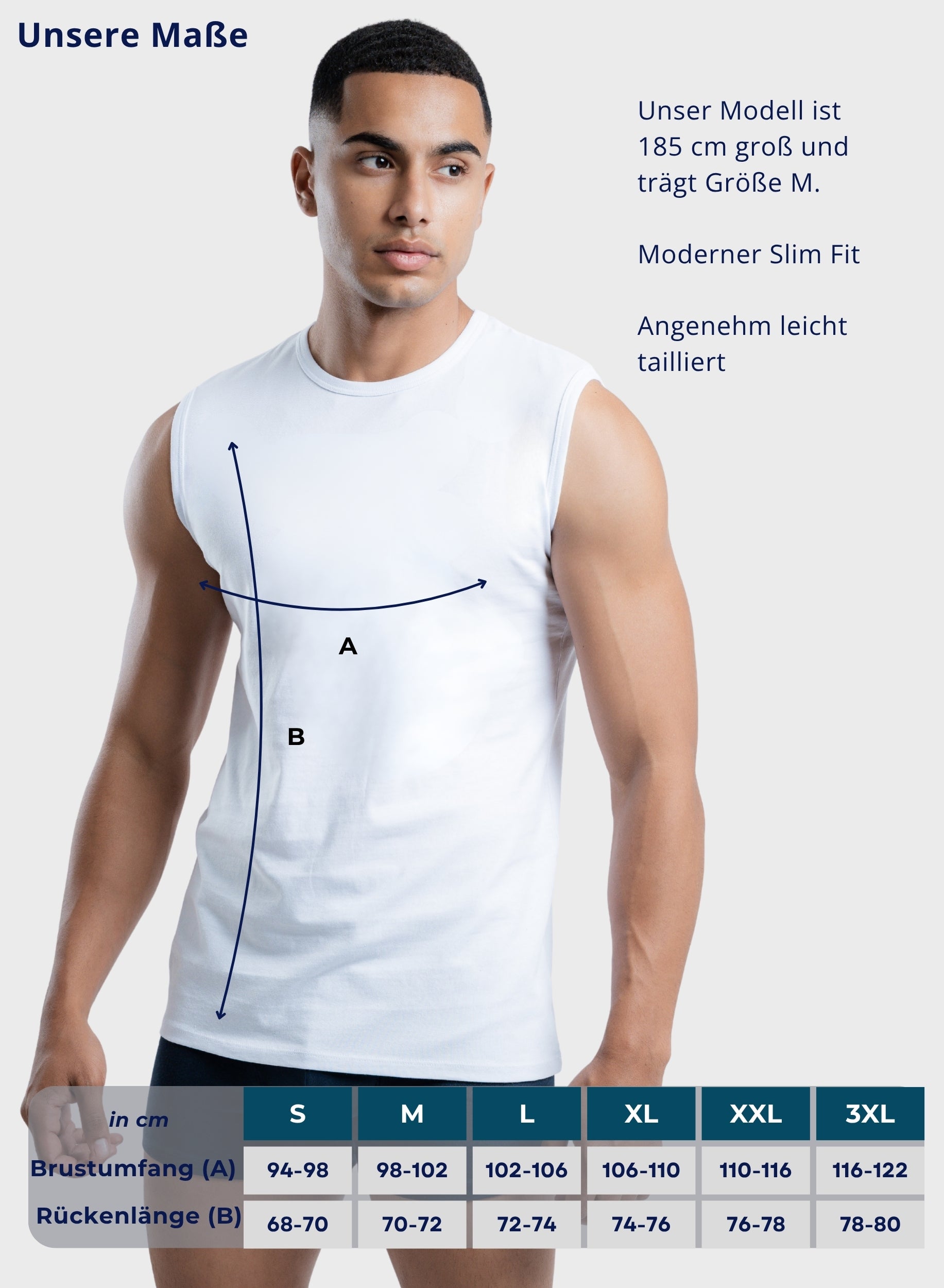3er Pack Ärmelloses Tank Top aus Stretch-Baumwolle