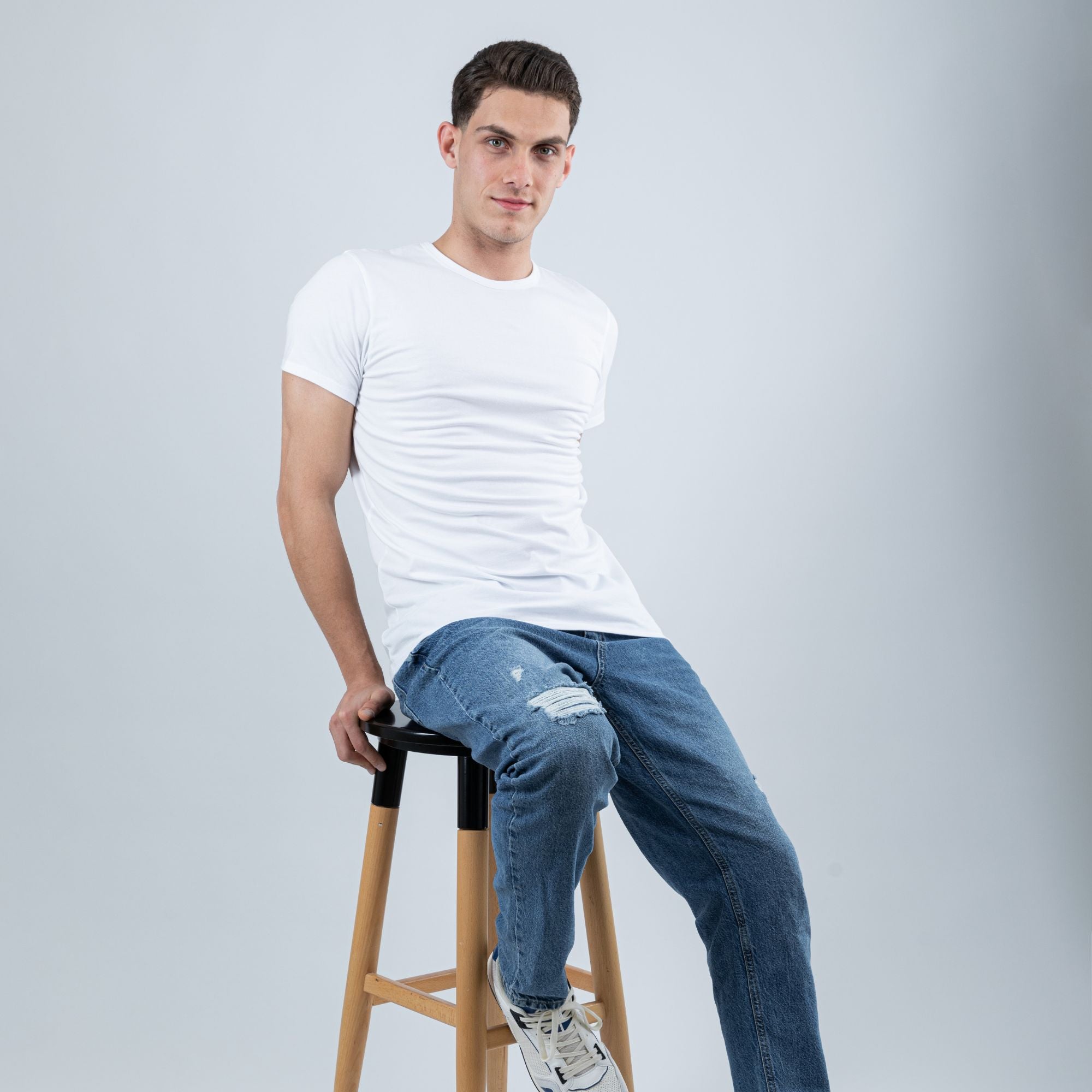 Unterhemd T-shirt Herren Weiss V-Neck oder Rundhals