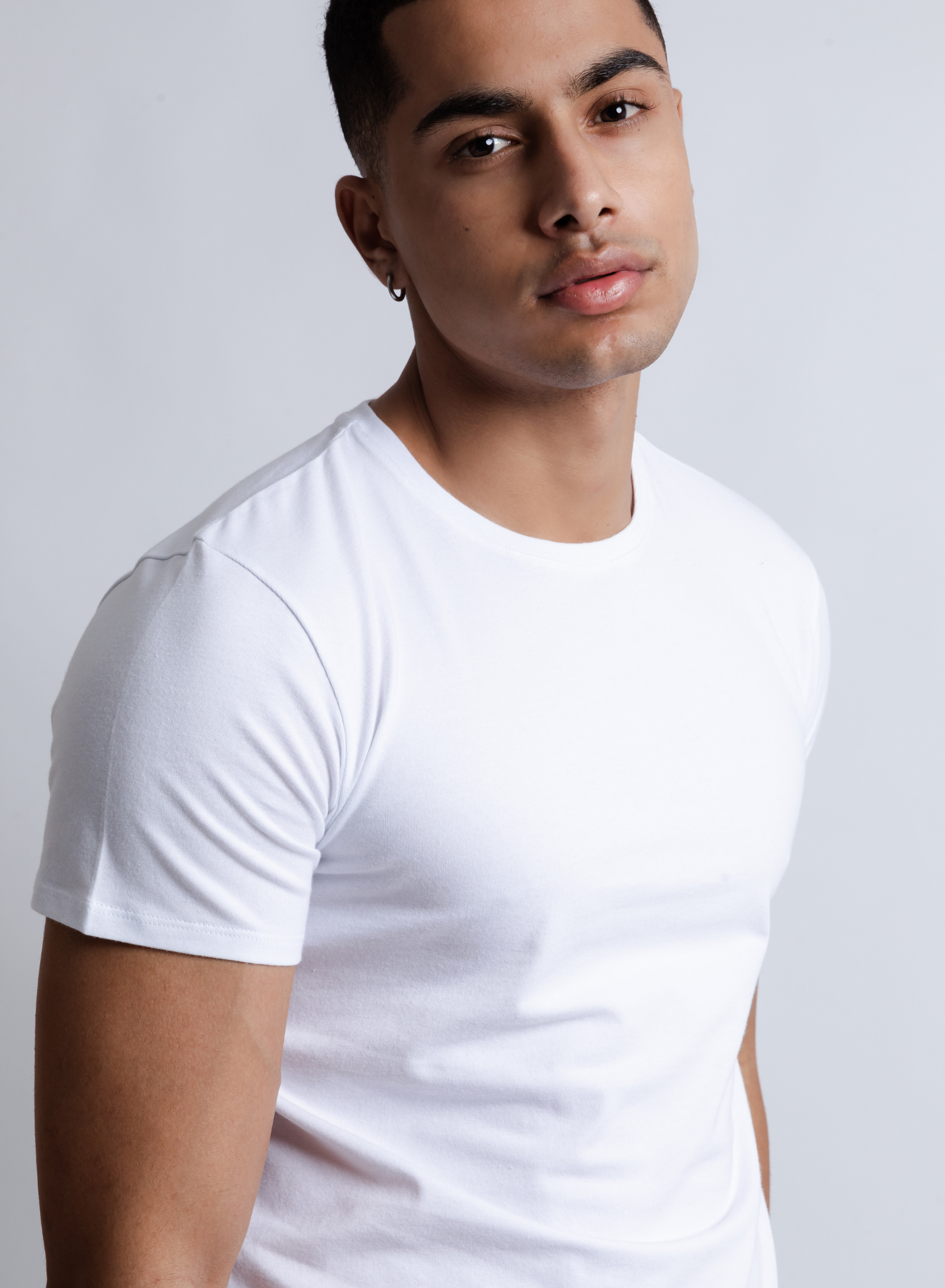 Lot de 3 T-shirts stretch pour homme, col rond, sous-vêtements business en 95% coton et 5% élasthanne