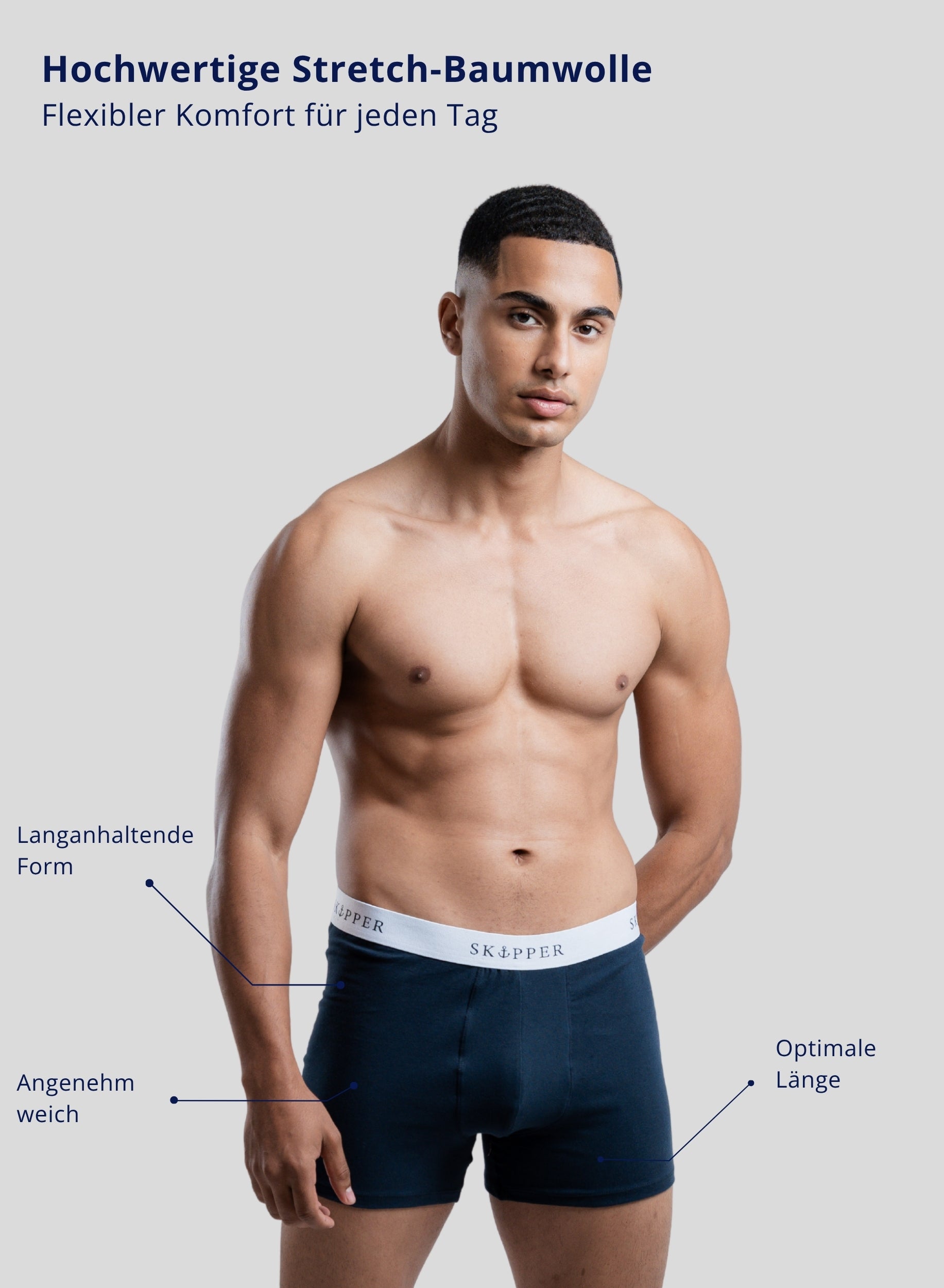 3er Pack Boxershorts Herren aus Baumwolle (Navy/White)