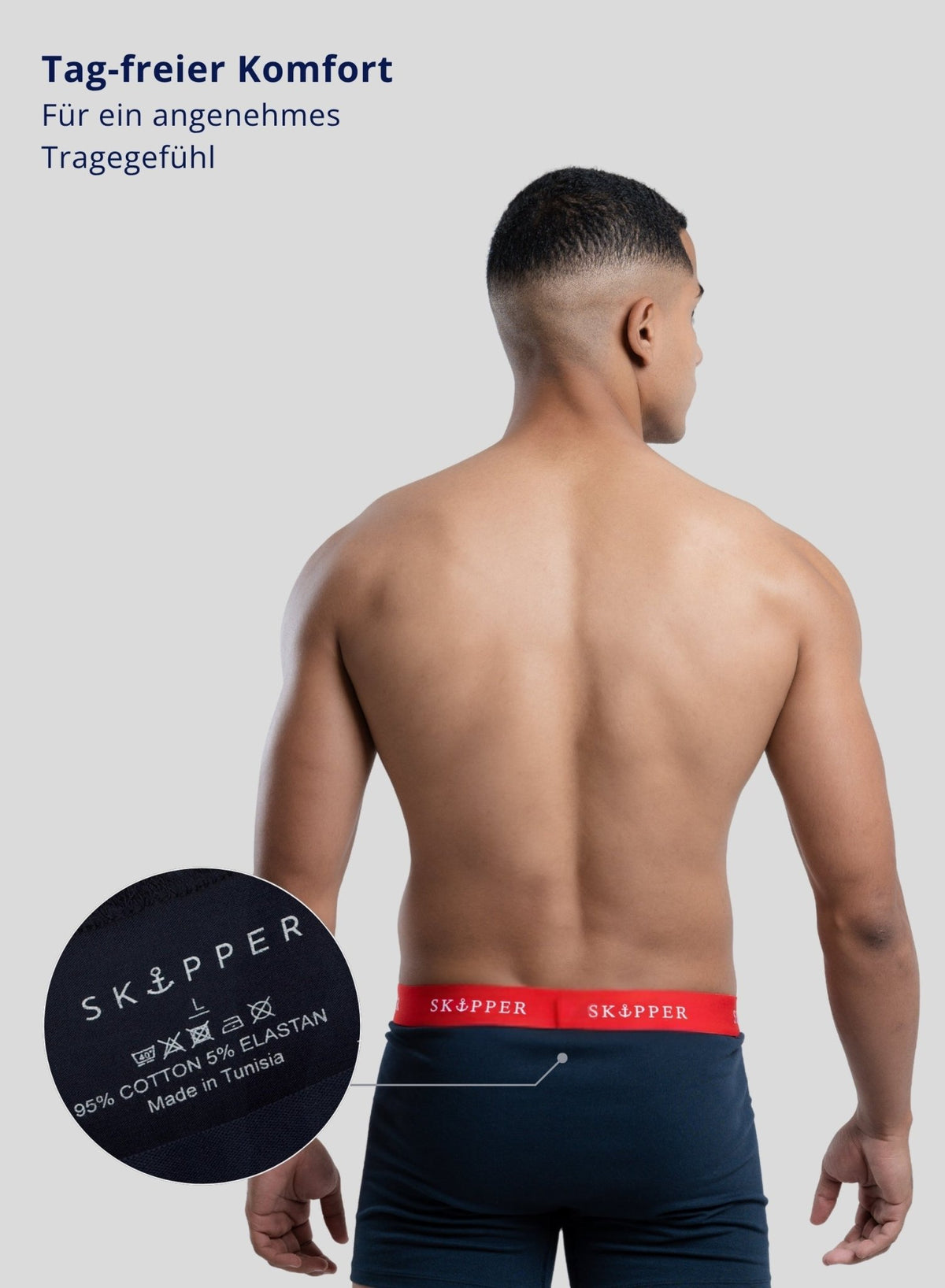 SKIPPER Boxershorts Navy/Mix – Hinteransicht Tagfrei Kein Etikett
