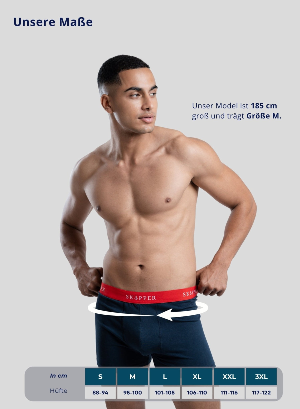 SKIPPER Boxershorts Navy/Mix – Maße
