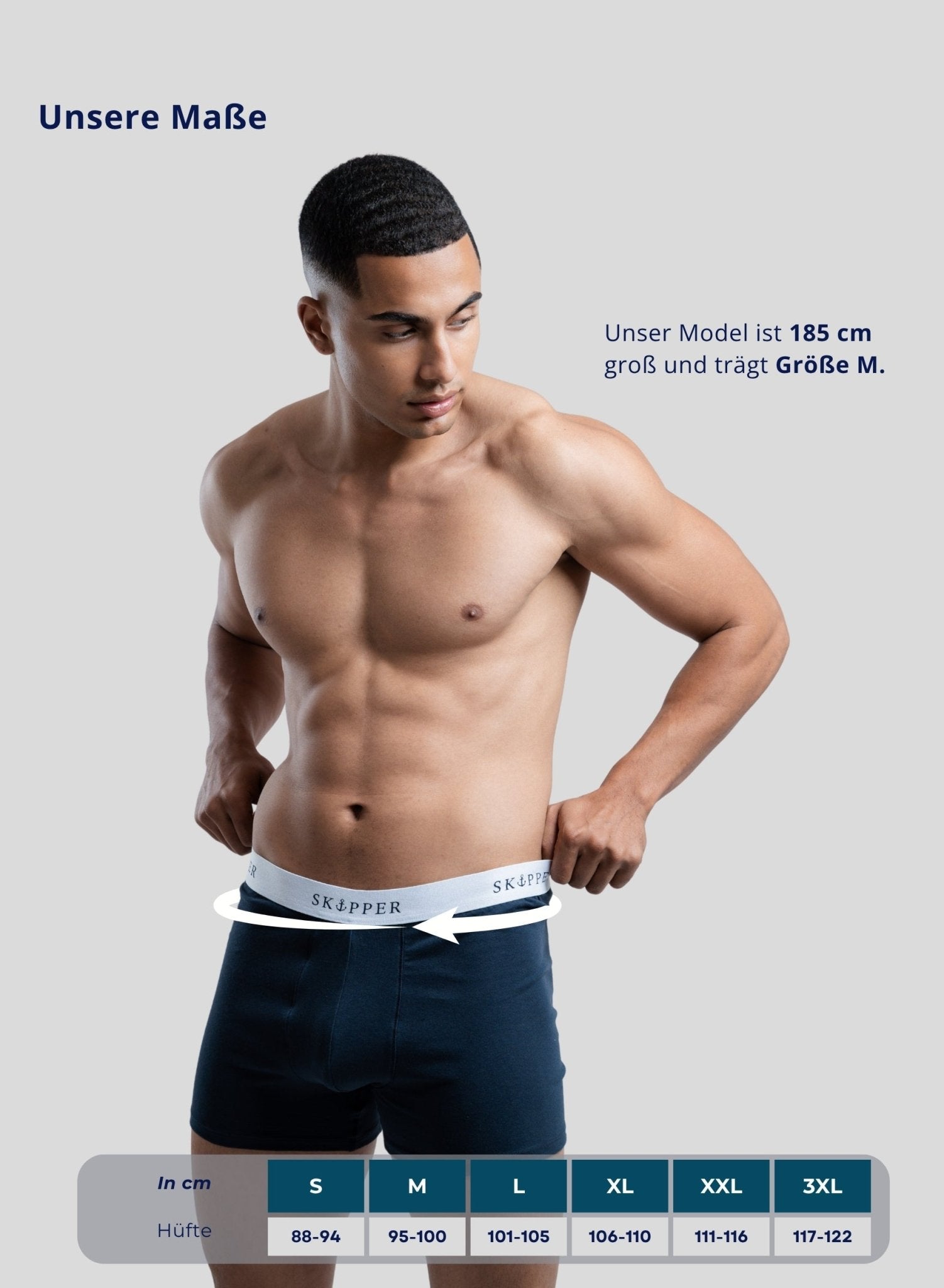 SKIPPER Boxershorts Navy/Weiß – Maße
