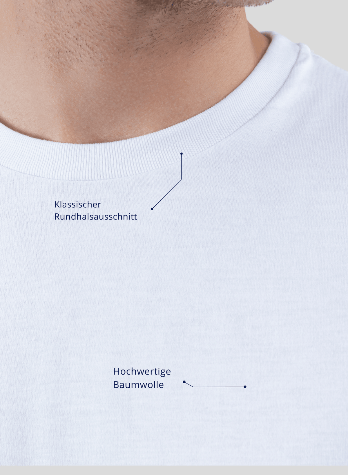 SKIPPER Unterhemd Rundhals Weiß – Nahaufnahme Rundhals
