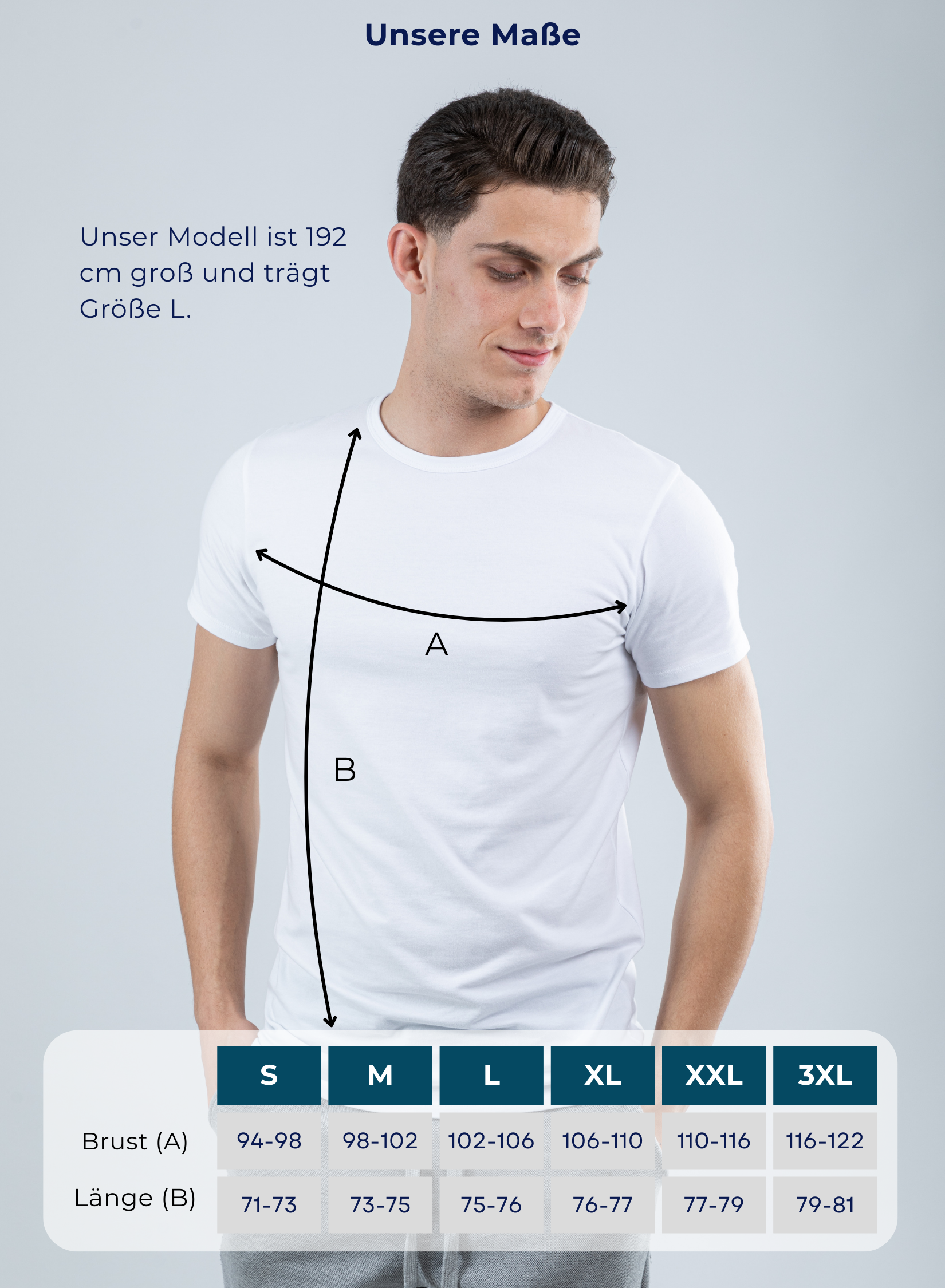 Unterhemd Rundhals modern weiss Stretch-Maße S bis XXL