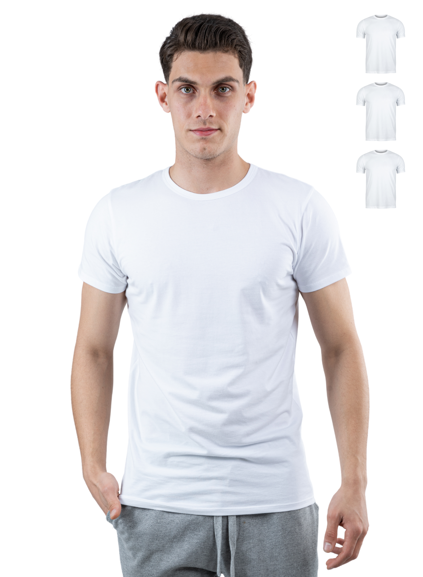 Unterhemd Rundhals weiß Stretch-Hauptbild 3er Pack Herren