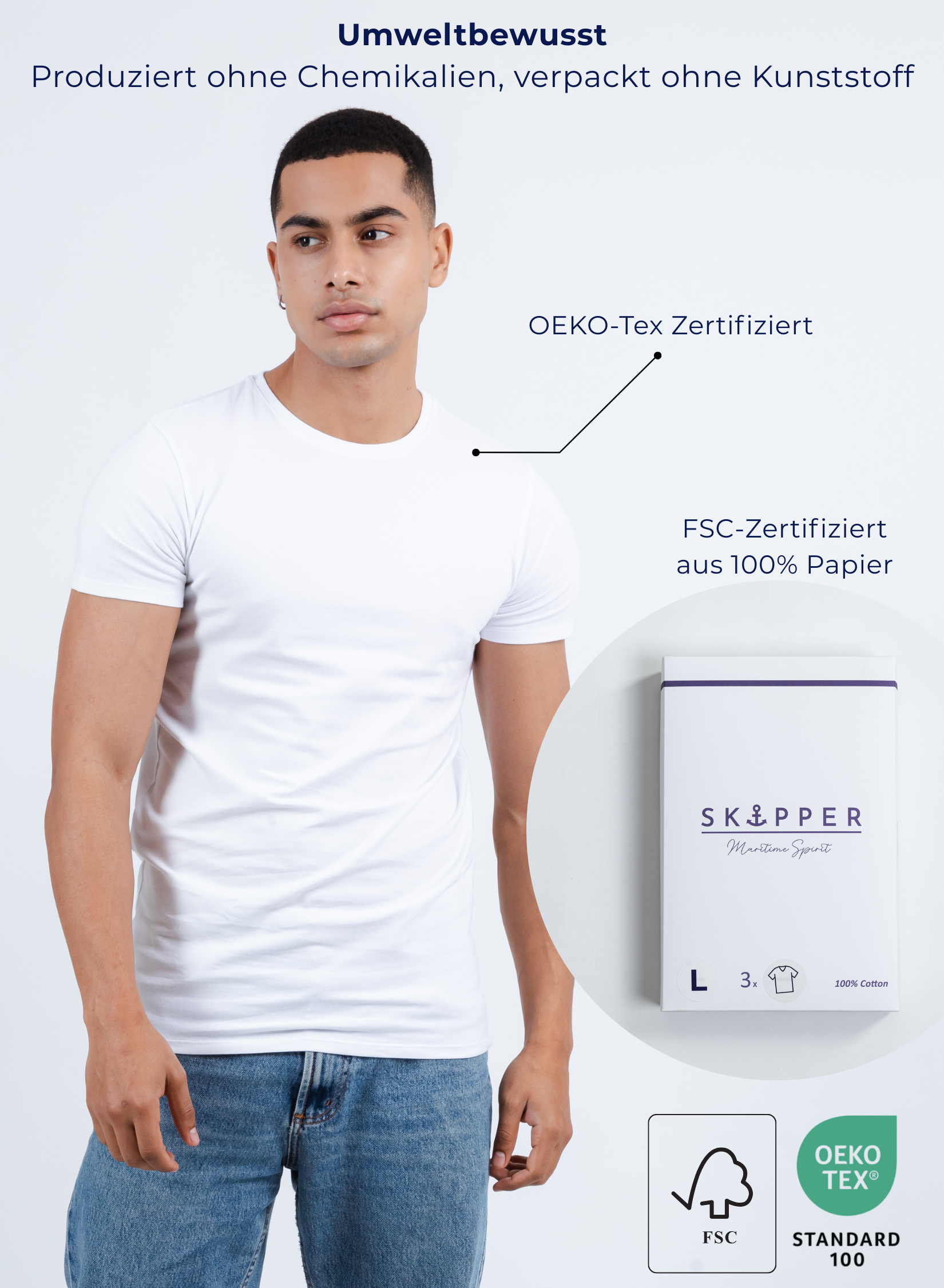 Umweltbewusst
Produziert ohne Chemikalien, Verpackt ohne Kunststoff

OEKO Tex Zertifiziert
Verpackung FSC-Zertifiziert aus 100% Papier
