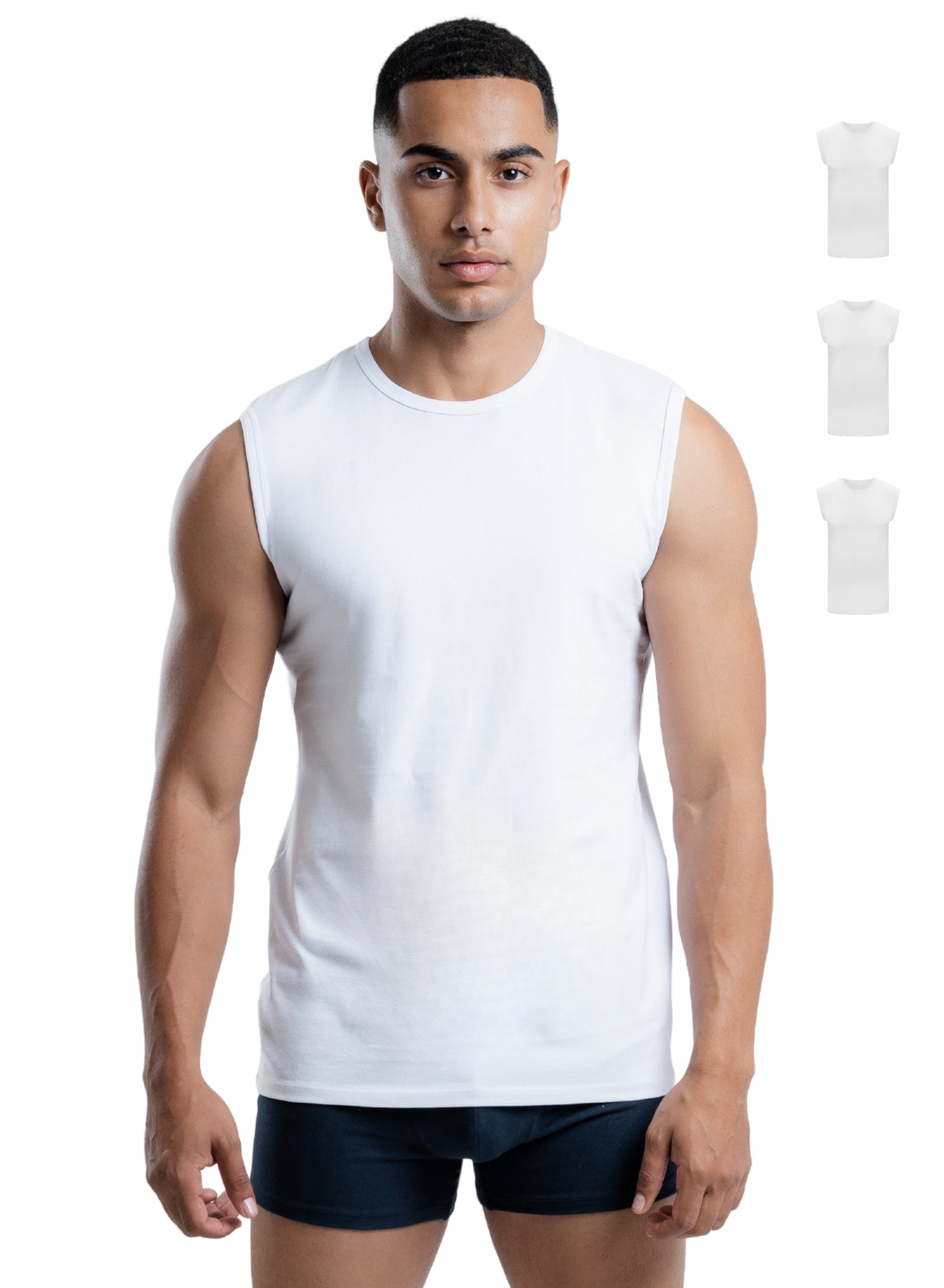 3er Pack Ärmelloses Tank Top aus Stretch-Baumwolle